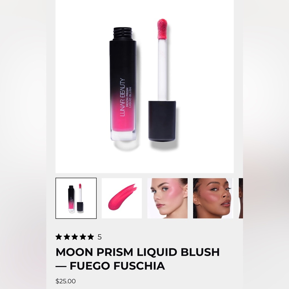 NEW Lunar Beauty Moon Prism Liquid Blush in Fuego Fuchsia